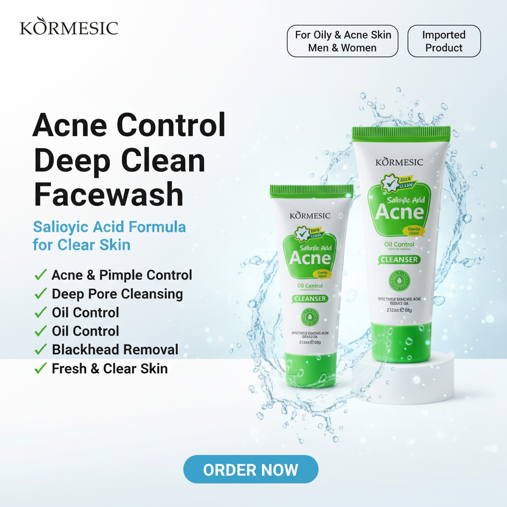 đĨ Imported Kormesic Salicylic Acid Acne Facial Cleanser â Deep Pore Cleansing Facewash for Acne, Oil Control & Clear Skin