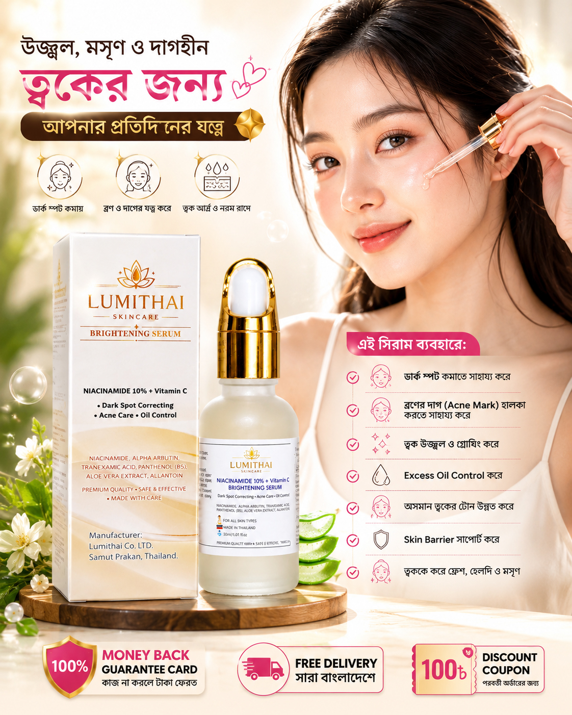 LUMITHAI Brightening Serum | Niacinamide 10% + Vitamin C